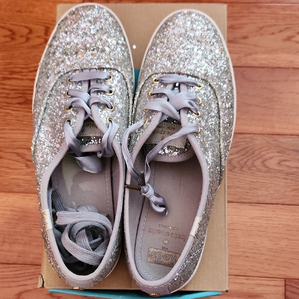 Kate Spade Silver Glitter Sneakers